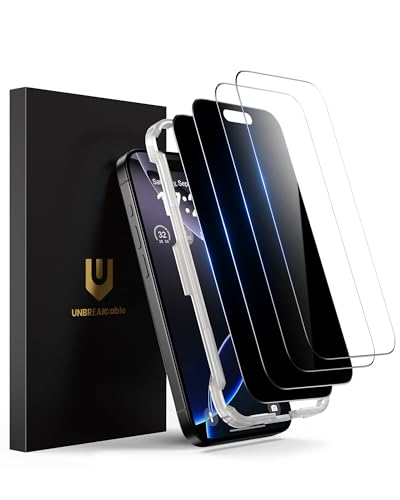 UNBREAKcable 4PCS Screen Protector for iPhone 16 Pro - 2 Privacy Tempered Glass+2 Clear Glass Double Shatterproof [Installation Frame] [9H Hardness] [Case Friendly] Anti-Scratch for iPhone 6.3 inch - size: iPhone 16 Pro