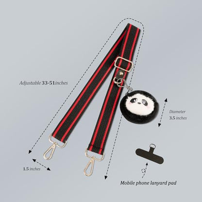 chushui Clip and Go Strap for Phone with Wallet Crossbody, Adjustable Anti-Theft Cell Phone Lanyard,Purse Strap with Zippered Pouch, for Women - color: Black + Bear + Phone Shim (Adjustable)