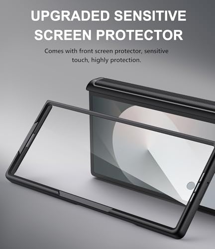 for Samsung Galaxy Z Fold 6 Case, Card Holder & Belt Clip, Black - color: Black-B