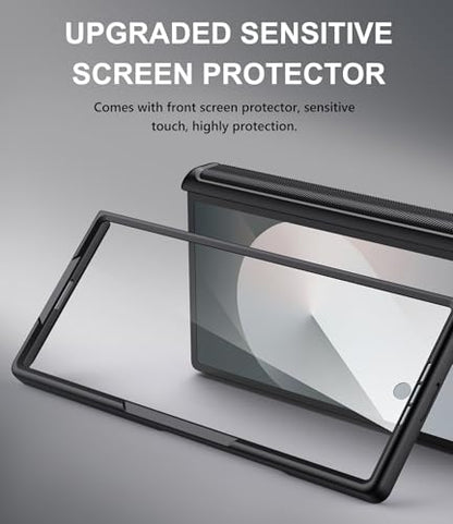 for Samsung Galaxy Z Fold 6 Case, Card Holder & Belt Clip, Black - color: Black-B