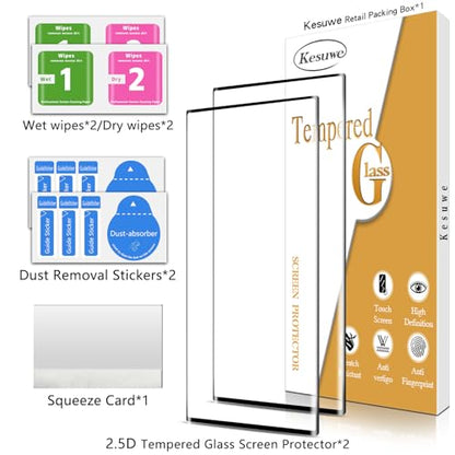 Screen Protector for Samsung Galaxy S22 Ultra 5G Tempered Glass Film | 3D Curved, Full Coverage, 9H Hardness, Anti Scratch, HD Clear, Case Friendly, 2 Pack
