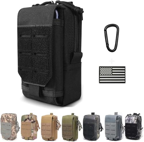 Tactical Molle Utility Pouch Cell Phone Pouch, Waist Bag Belt Pouch for Men, EDC Bag Gadget Organizer Vest Pack Purse Mobile Phone Case Hunting Compact Bag for Runing - color: Black