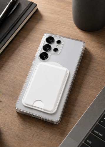 ENCASED Magnetic Wallet for Samsung Phones (Compatible with MagSafe) Premium PU leather Slim Card Holder Designed for Galaxy S26, S26 Plus, S26 Ultra (Off White) - color: White