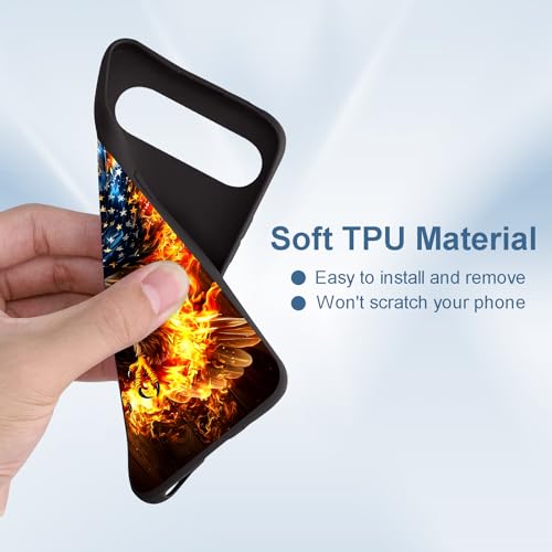 for Google Pixel 9 Pro XL Phone Case, TPU Shockproof Full Body Protection 6.8" American Flag Eagle Cover for Pixel 9 Pro XL, Lightweight Compatible Wireless Charging, Screen Protector Film - color: American Flag Eagle