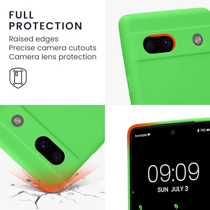 kwmobile Case Compatible with Google Pixel 7a Case - Protective Slim TPU Phone Cover - Soft Matte Finish - Lime Green - color: lime green