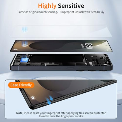 3 Pack Tempered Glass Privacy Screen Protector for iPhone 15 Pro 6.1 Inch, Original Touch Sensitivity with Auto Alignment kit - color: S25-HD