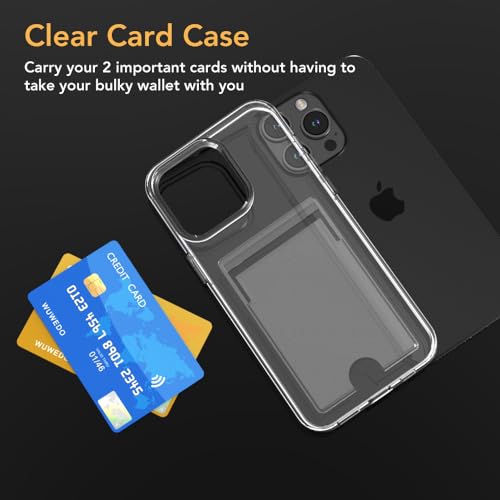 for iPhone 15 Pro Max Clear Card Case - Hybrid Slim Fit Wallet with Card Holder, TPU + PC, Anti-Yellowing, 6.7" 2023 - color: Clear, size: iPhone 15 Pro Max