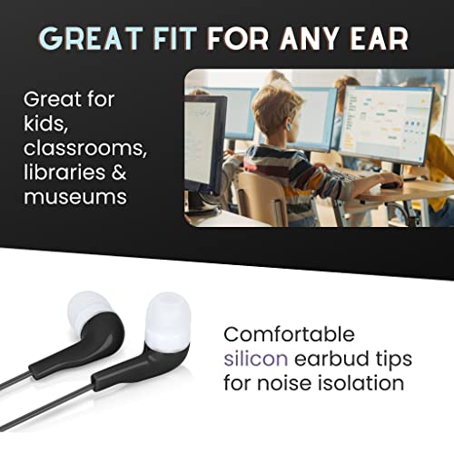 JustJamz Ear Buds Jelly Roll - Pack of 10 Colorful in-Ear Earbuds - Kids Headphones - for Tablets, PC, Laptop, Desktop,Computers and Smartphones