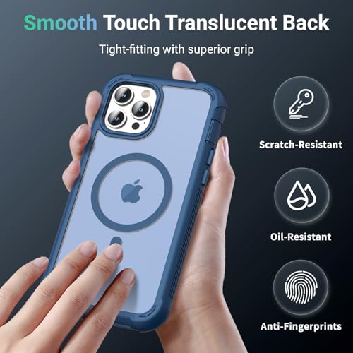jaroco Magnetic for iPhone 12 Pro Max Case Heavy Duty Protection Deep Blue | Compatible with MagSafe,Military Grade Drop Protection,Translucent Matte,Non-Slip,Shockproof 2-Layer Durable Bumper Case - color: Deep Blue, size: iPhone 12 Pro Max