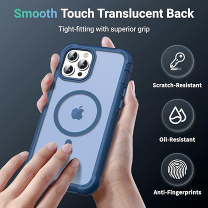jaroco Magnetic for iPhone 12 Pro Max Case Heavy Duty Protection Deep Blue | Compatible with MagSafe,Military Grade Drop Protection,Translucent Matte,Non-Slip,Shockproof 2-Layer Durable Bumper Case - color: Deep Blue, size: iPhone 12 Pro Max