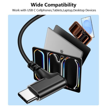 90° Angled USB C Headphones for iPhone Duo 18 17 16 15 Pro Max Wired Earbud - color: Black