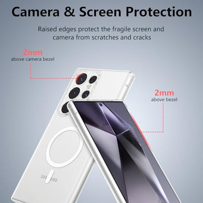 RALEAVO for Samsung Galaxy S24 Ultra Case Clear Magnetic Phone Case [Compatible with MagSafe] Slim Transparent Acrylic Hard Back Military Drop Protection Phone Cover,Clear - color: Magnetic & Clear, size: S24 Ultra