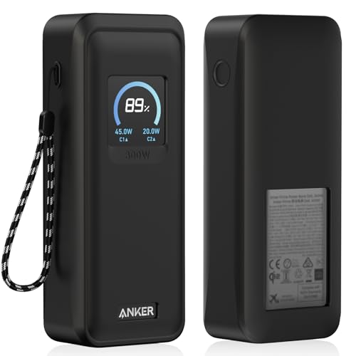 for Anker Prime Power Bank 26,250Mah 300W Case Cover | Soft Silicone Shockproof Protective Case for Anker 300W Prime Power Bank with Anti-Lost Strap, LCD Display Visible, Black - color: Black