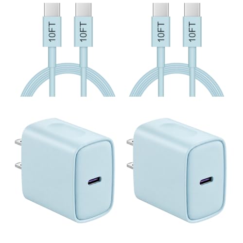 iPhone 17 16 15 Charger Fast Charging 10FT - 20W USB C Charger Block - color: Blue, size: 10FT