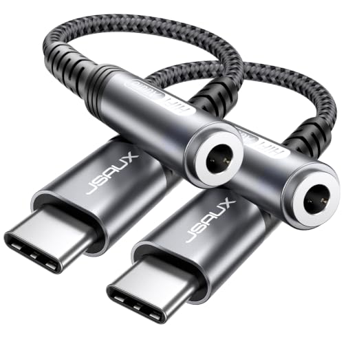 JSAUX 2-Pack USB C to 3.5mm AUX Audio Adapter for iPhone 17, Galaxy S25 - color: Grey, size: 2 x 0.6ft