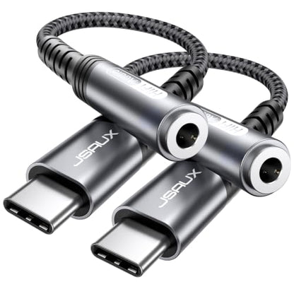 JSAUX 2-Pack USB C to 3.5mm AUX Audio Adapter for iPhone 17, Galaxy S25 - color: Grey, size: 2 x 0.6ft