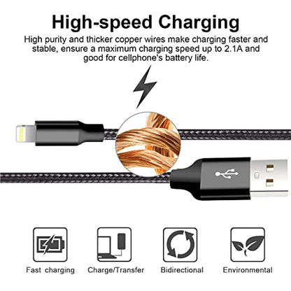 USB to Lightning Cable, 5 Pack iPhone Charger Fast Charging Cord (Black) - color: Black, style: USB-A to L