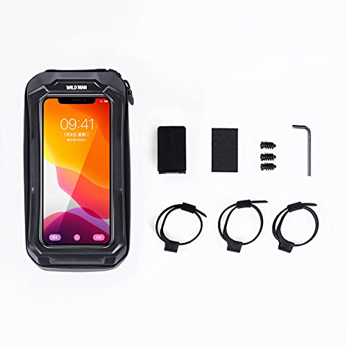 WILD MAN 1L Quick Release Waterproof Bycicle Front Frame Bike Bag Bike Phone Holder with Touch Screen Top for Mountain Road Bike MTB Cycling - color: Black