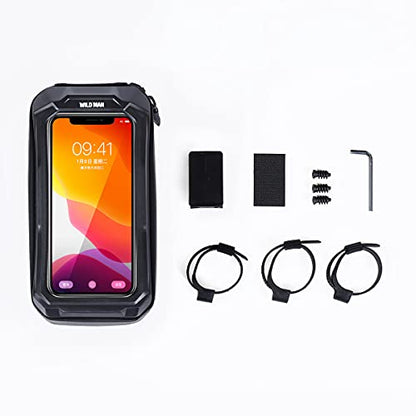 WILD MAN 1L Quick Release Waterproof Bycicle Front Frame Bike Bag Bike Phone Holder with Touch Screen Top for Mountain Road Bike MTB Cycling - color: Black