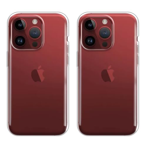 Set of 2 Transparent TPU Protector Case Cover Soft Gel Skin Compatible with Apple iPhone 15 Pro 6.1 inch 2023 - Clear