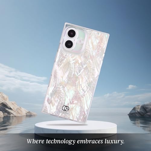 COCOMII Rectangle for iPhone 16 Case, Natural Real Mother of Pearl | Compatible with MagSafe Wireless Charging, Shockproof 10ft Drop Protection, Camera & Screen Protection, Premium Glossy Finish - color: Natural Real Mother of Pearl, size: iPhone 16 (6.1"