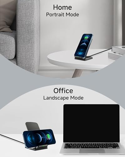 Android Wireless Cell Phone Charging Station 15W Fast - Qi-Certified Charger Stand for Samsung Galaxy Google Pixel Motorola Razr OnePlus Ulefone (Black)