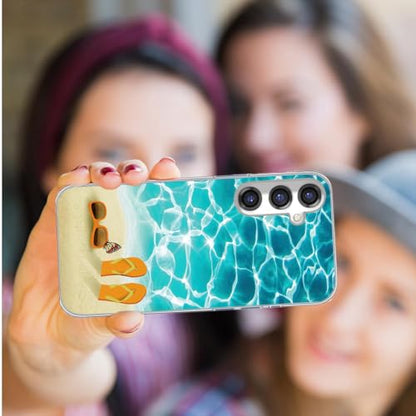 for Samsung Galaxy S24 FE Case for Girl Women Men, Full Protective Shockproof Slim Soft TPU Clear Phone Cover Cases with Design for Galaxy S24 FE,I Love Summer Vacation Blue Sea Beach - color: Vacation blue sea sunglasses