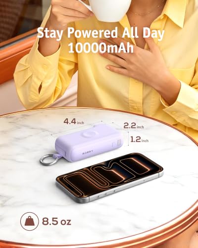 RORRY Flow Portable Charger 10000mAh 40W Wall Plug Power Bank Battery Pack - color: Purple