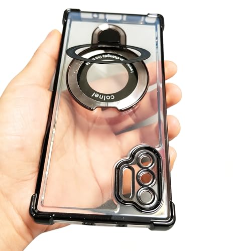 Case Compatible with Samsung Note 10 Plus Case Rugged softcase Protective with Ring Stand Clear Phone case for Samsung Note 10 Plus,Black - color: Black, size: Samsung Note 10 Plus