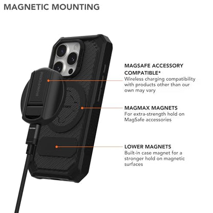 Rokform Rugged Case Compatible with iPhone 16 Pro, Magnetic Cover (Black) - color: Black, size: iPhone 16 Pro