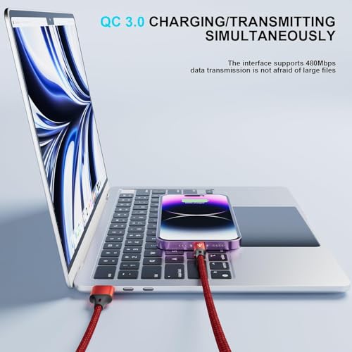 MJXIANG Multi USB C Cable Fast Charging 4 in 1, 4ft USB C Splitter Cable - color: 4FT/2Pack(Red)