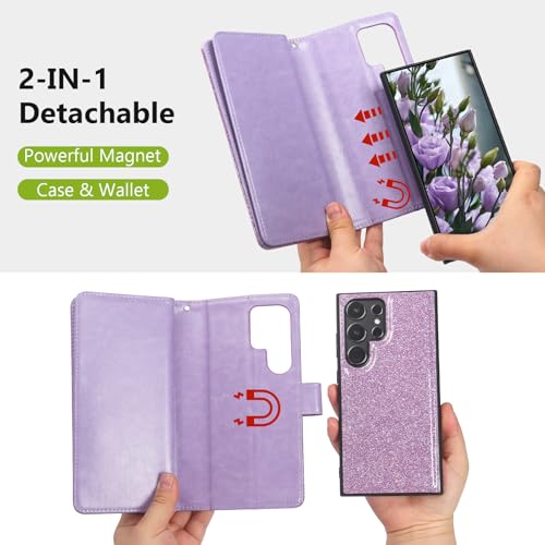 Varikke for Galaxy S25 Ultra Wallet Case Magnetic Detachable, Light Purple - color: Light Purple, size: Galaxy S25 Ultra 6.9"