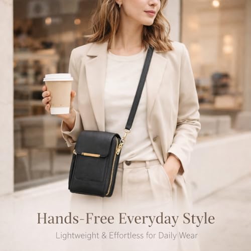 Touch Screen Phone Crossbody Bag, Waterproof PU Leather with Adjustable Shoulder Straps, for Women Outdoor, Travel - color: Pink