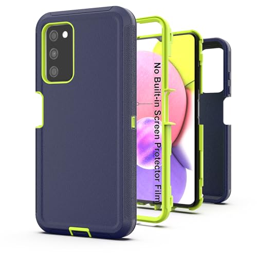 for Samsung Galaxy A03S Case, Heavy Duty Protective Case with [3 in 1] Rugged Rubber Shockproof Protection Cover for Galaxy A03S(Dark Blue/Green) - color: Dark blue/Green