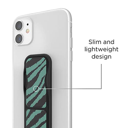 RICHMOND & FINCH CLCKR Phone Grip and Expanding Stand, Universal Finger Grip Kickstand Holder for iPhone 15 Pro, Pro Max, Plus, 14 & 13 Models, Samsung Phones, Tablets and More, Emerald Zebra Design