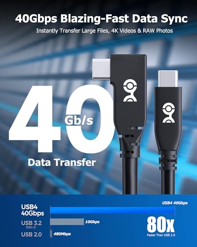 Cable Matters 40Gbps Right Angle USB4 Cable, 3.3ft - size: 3.3 Feet