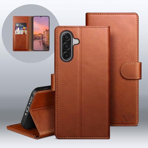 Wallet Case for Samsung Galaxy A17 5G, Light Brown | RFID-Blocking Card Holder, Kickstand, Magnetic Closure, PU Leather Folio Flip Cover, Protective Women Men Cases - color: Light Brown, size: SamsungGalaxy A17