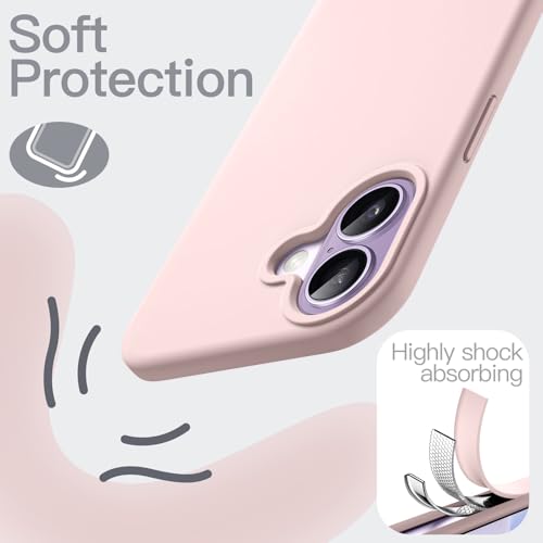 JETech Silicone Case for iPhone 17, Light Pink | Silky Soft Touch, Shockproof Protection, Scratch Resistant, Microfiber Lining - color: Light Pink, size: iPhone 17