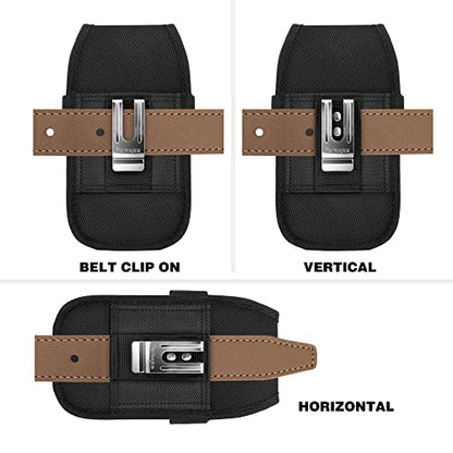 Perilogics Cell Phone Belt Holster,Nylon Phone Pouch with Belt Clip | Belt Pouch with Card Slot, Pen Loops, Zipper Pocket, Fits iPhone 17/16/15/14 Pro Max, 16/15/14 Plus,Hook & Loop Closure