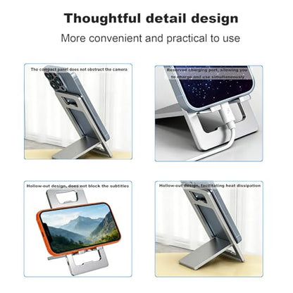 Cell Phone Stand,Fold-Flat,Portable Non-slip,Thickened Aluminum,Easy Carry - color: Grey, size: 17CM