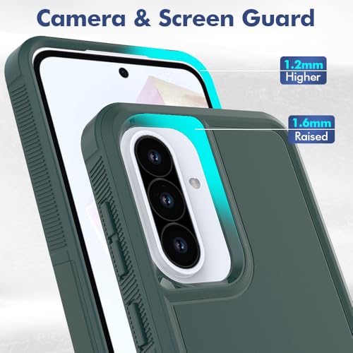 for Samsung Galaxy A37 / Galaxy A36 5G / Galaxy A57 5G Case: Dual Layer Protective Heavy Duty Cell Phone Cover Shockproof Rugged with Screen Protector - Military Protection Bumper Tough, Dark Green - color: Dark Green (PC) + Dark Green (TPU)