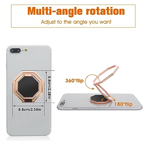 cobee Cell Phone Ring Holder Finger Kickstand, 360° Rotation Metal Cellphone Back Grip Foldable Cell Phone Stand Adjustable Phone Holder Compatible with Most Smartphones(Rose Gold) - color: Rose Gold