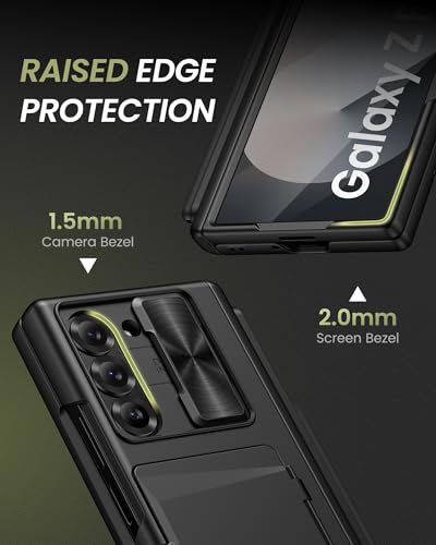 for Samsung Galaxy Z Fold 6 Case with Card Holder, Black - color: Black-P