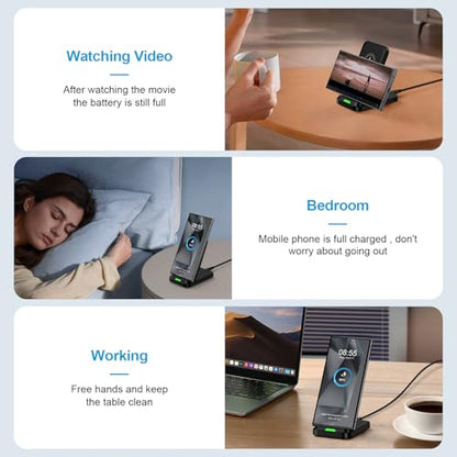15W Fast Wireless Charger Stand, Android Desk Charging Station with Adapter