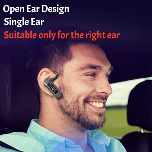 Open Ear Headphone,Bluetooth 5.3 Single Earpiece Hands free Driving Headset with Noise Canceling Mic,Bone Conduction Waterproof Clear Calls Wireless Earbud for Business Office Sports(for Right ear) - color: Blue