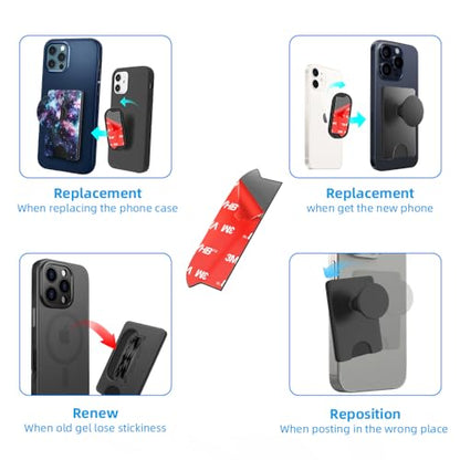 volport 10pcs Sticky Adhesive Replacement for Pops Wallet+ & Wallet Plus Base, Socket Wallet Case Back Sticker Pads, Double-Sided High Stickiness Strip Tapes Piece for Cell Phone Wallet Card Holder