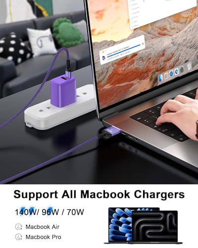 140W MagSafe 3 Cable 6.6ft, Mac Charging Cable for Apple MacBook Pro/Air - color: Purple