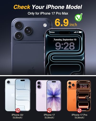 Lanhiem for iPhone 17 Pro Max Magnetic Case with Belt Clip Holster, [Compatible with Magsafe] Heavy Duty Rugged 3 Layer Drop Protection Cell Phone Cover, Anti-Drop with 360° Rotating Kickstand Black