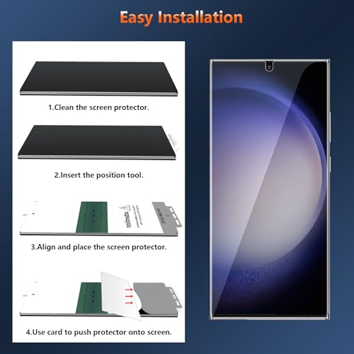[3 Pack] for Samsung Galaxy S23 Ultra Screen Protector [Not Glass], Flexible TPU Film, Fingerprint Unlock, Easy Installation, Case Friendly, Bubble Free - size: Samsung Galaxy S23 Ultra