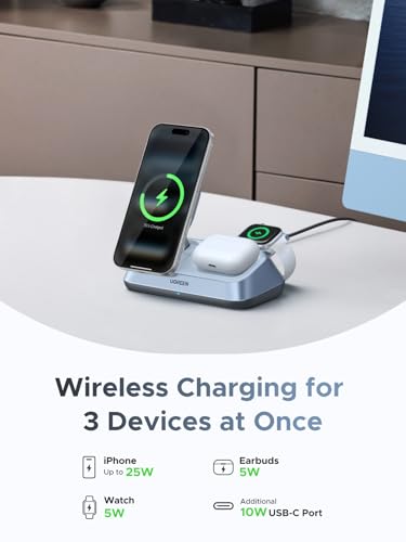 UGREEN MagFlow Qi2.2 25W 3-in-1 MagSafe Compatible Fast Charging Station